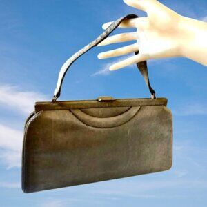 Vintage Handbag by A. Beauty Hong Kong Leather Top Handle Structured Hinged
